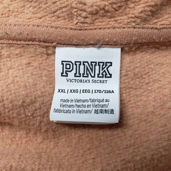 PINK Victoria's Secret Full Zip Hoodie Sweatshirt Womens XXL Brown Comfy Lounge - Picture 4 of 16